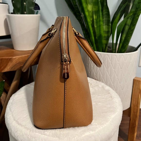 MICHAEL KORS Cindy Dome Satchel Tan Brown Bag Crossbody